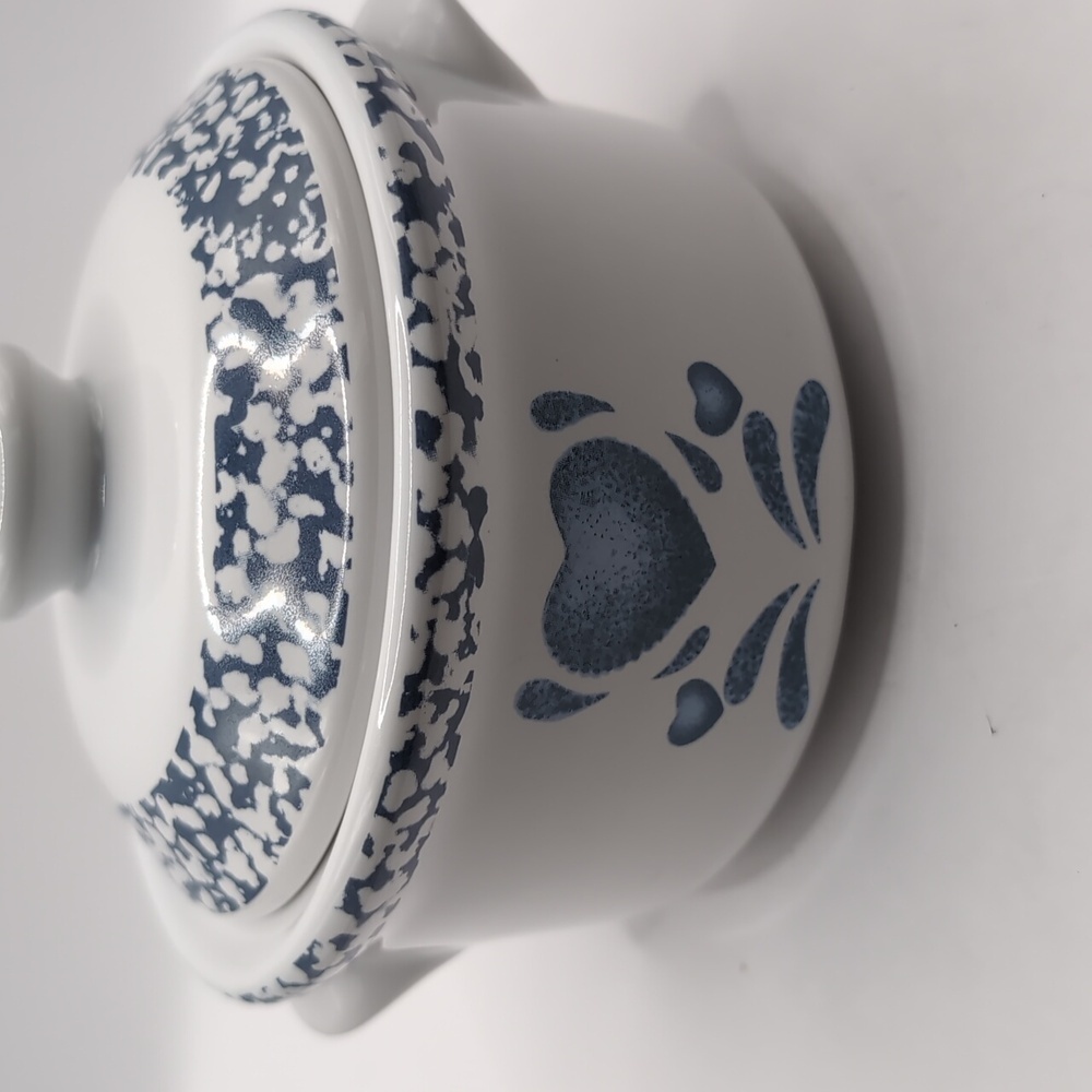 Four (4) Vintage 90's Jay Imports Blue Heart Soup Bowls With Lids - Picture 2 of 7